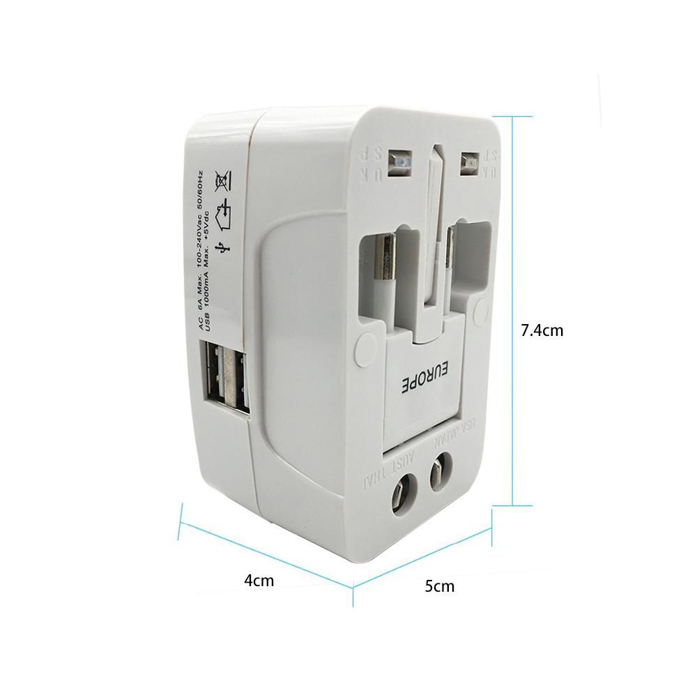 All-In-One Universal World Wide Travelling AC Adapter Plug (AU/UK/US/EU) International Power Charger Electric USB Power Plug Socket Adaptor Converter,(1 Pack, White)