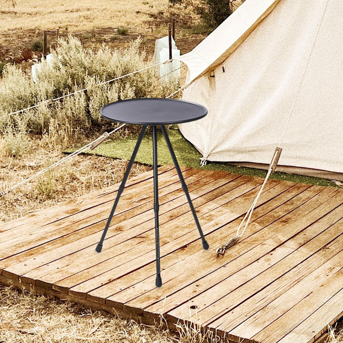 Camping Table Portable Height Adjustable Outdoor Camping Dining Black