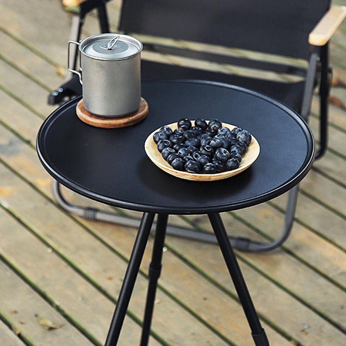 Camping Table Portable Height Adjustable Outdoor Camping Dining Black
