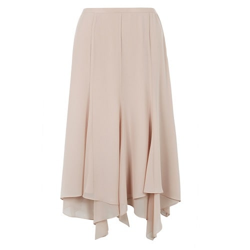 Neutral Bead Trim Angel Sleeve Top and Hanky Hem Skirt