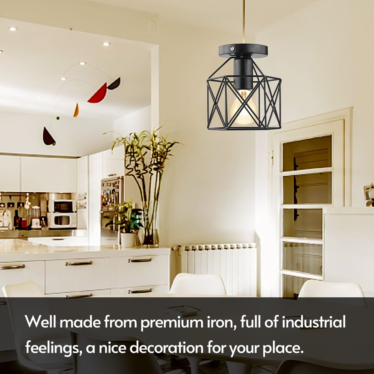 Pendant Light Shade Metal Hexagonal Vintage Light Bulb Cage