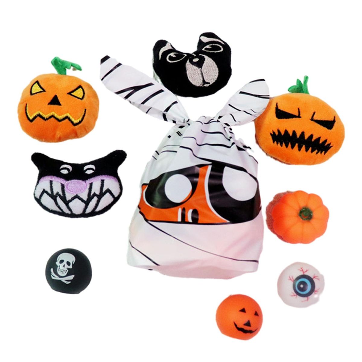 Durable Pet Toy 8pcs Halloween Pet Squeaky Toy Set Bite for Dogs White