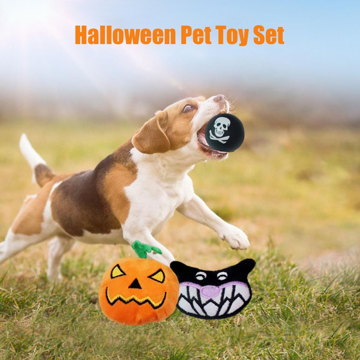 Durable Pet Toy 8pcs Halloween Pet Squeaky Toy Set Bite for Dogs White