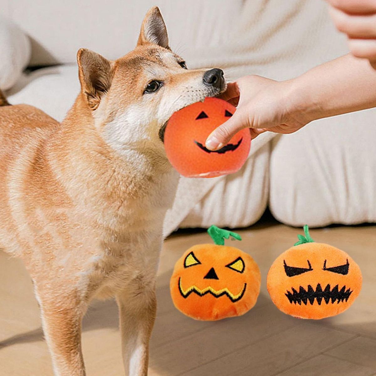 Durable Pet Toy 8pcs Halloween Pet Squeaky Toy Set Bite for Dogs White