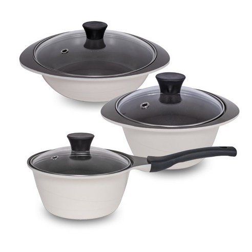 Palace Milk Beige IH Induction Ceramic Pot Set Of 3