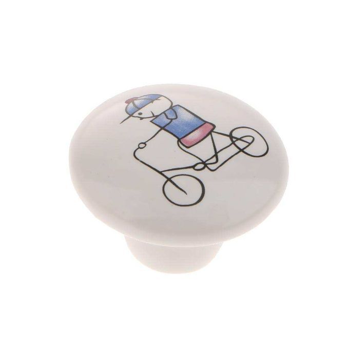 Round Ceramic Cabinet Knobs Kids Bedroom Drawer Cupboard Bicycle Boy