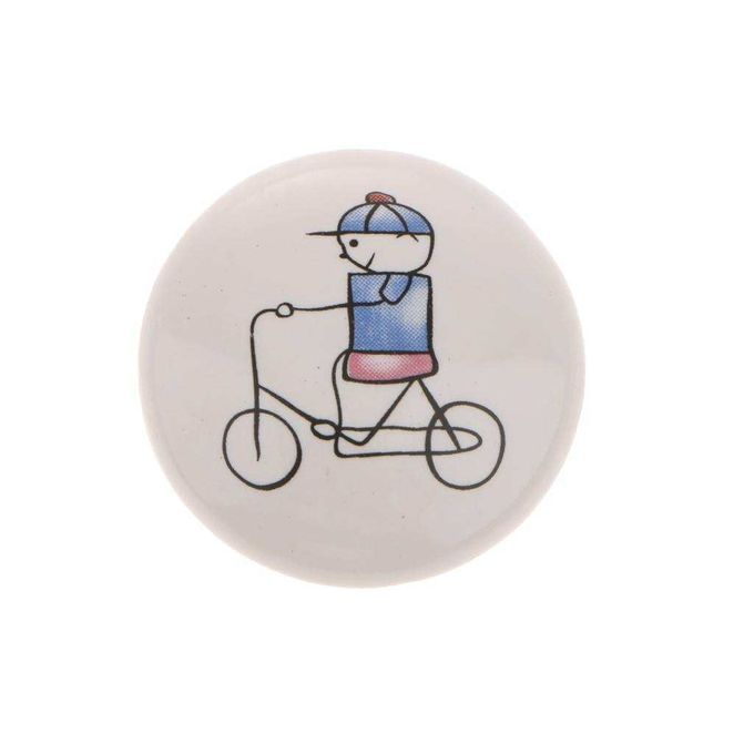 Round Ceramic Cabinet Knobs Kids Bedroom Drawer Cupboard Bicycle Boy