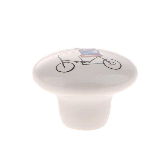 Round Ceramic Cabinet Knobs Kids Bedroom Drawer Cupboard Bicycle Boy