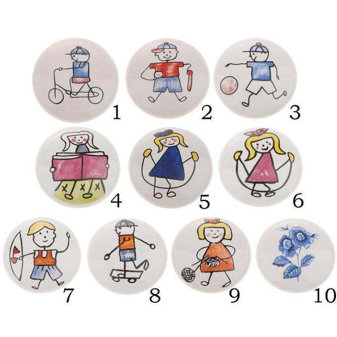 Round Ceramic Cabinet Knobs Kids Bedroom Drawer Cupboard Bicycle Boy