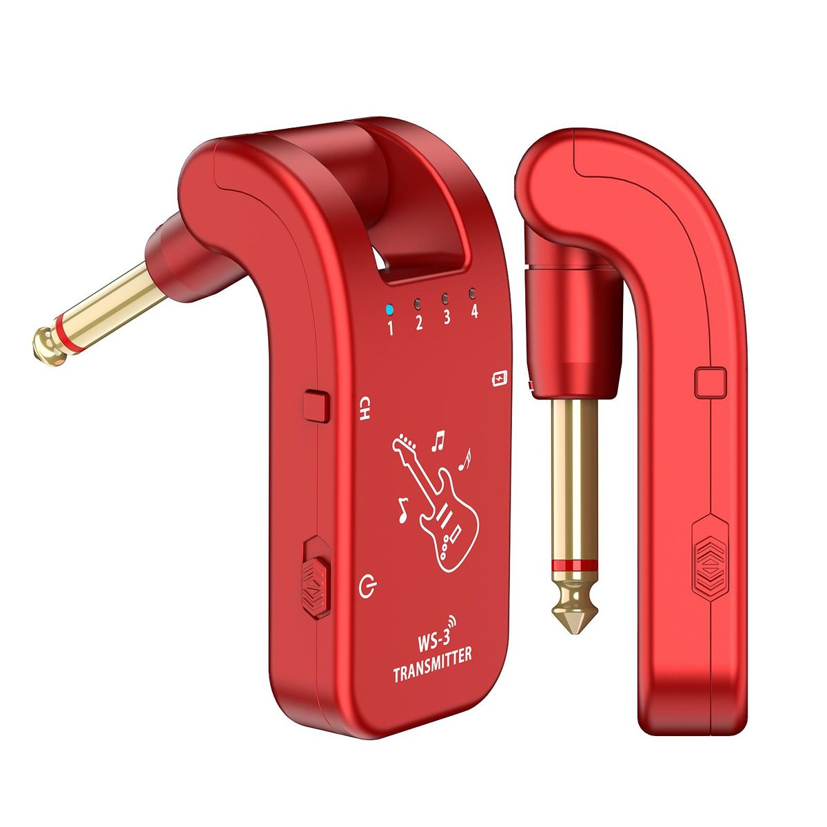 UHF 4 Channels Wireless Guitar System Transmitter and Receiver 800MHz-900MHz Plug and Play 282-degree Rotation 6.35mm Audio Interface Electric Music Instrument System