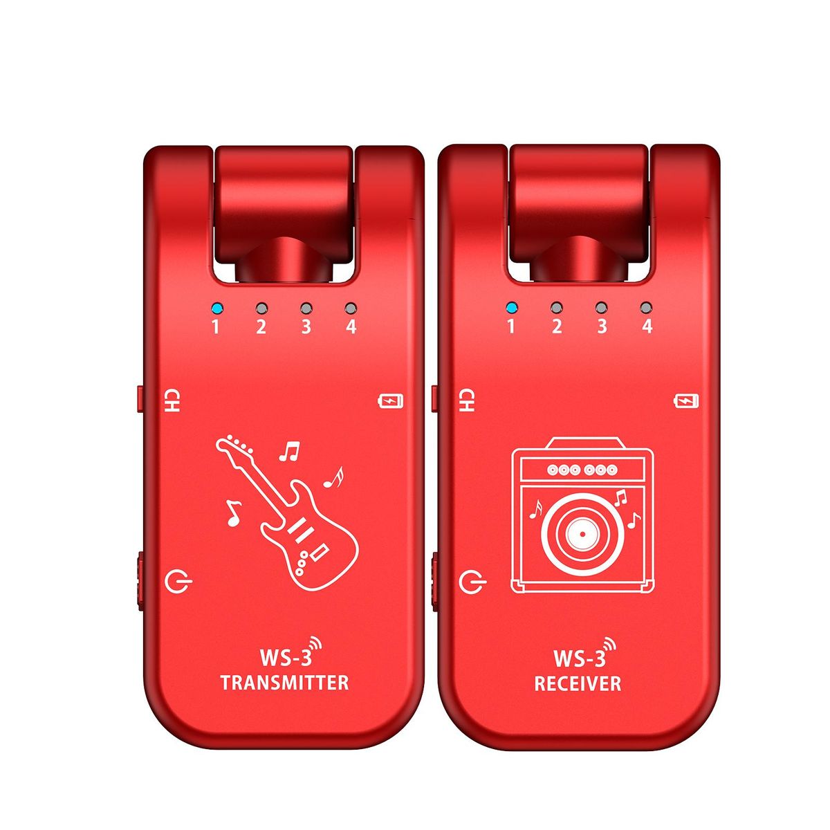 UHF 4 Channels Wireless Guitar System Transmitter and Receiver 800MHz-900MHz Plug and Play 282-degree Rotation 6.35mm Audio Interface Electric Music Instrument System