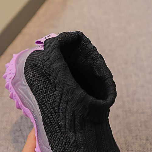 Children's Wool Knitted Socks Boys Girls Stretch Sports Shoes Purple Bottom