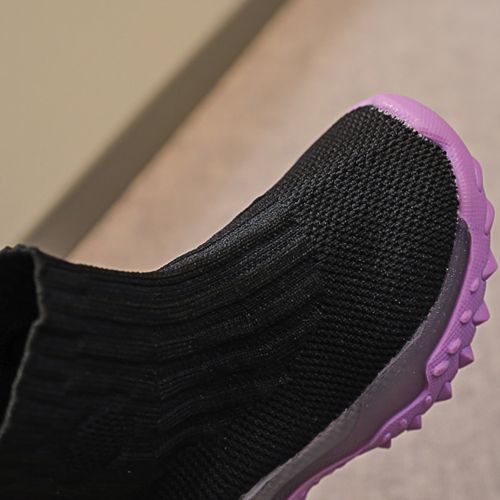 Children's Wool Knitted Socks Boys Girls Stretch Sports Shoes Purple Bottom