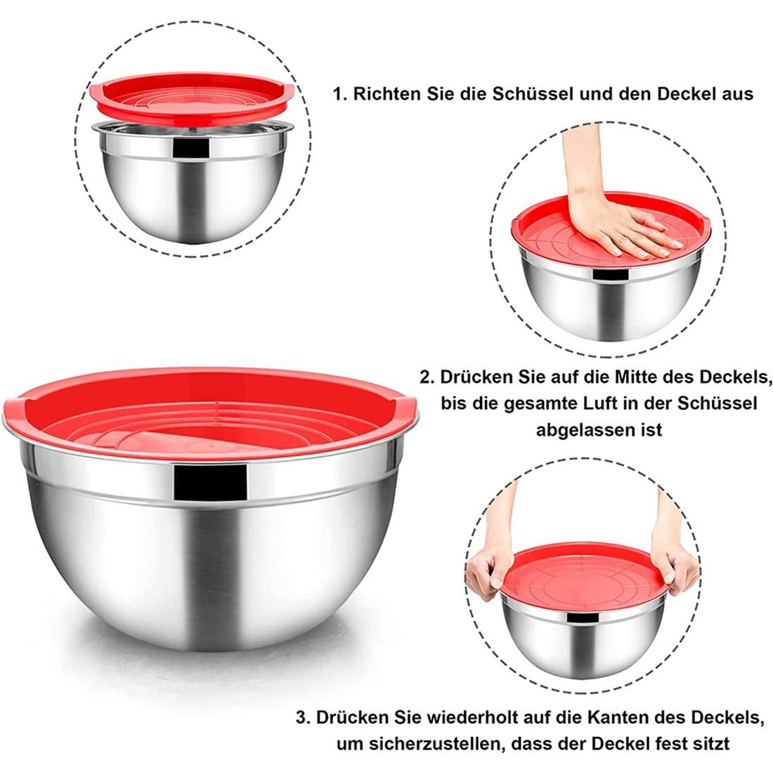 5 Pieces Mixing Bowl,Stainless Steel Salad Bowl Stackable Se