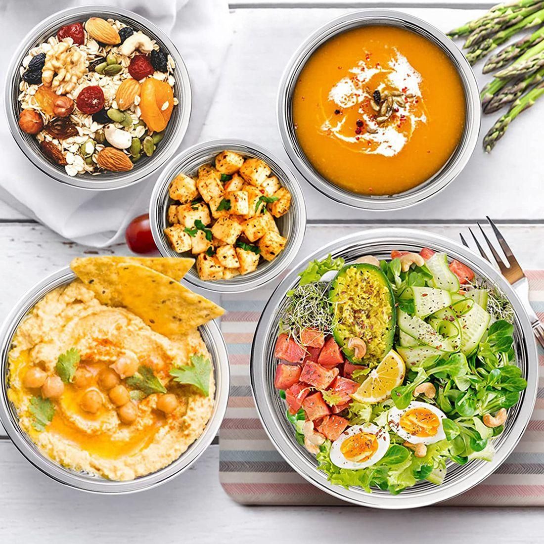 5 Pieces Mixing Bowl,Stainless Steel Salad Bowl Stackable Se