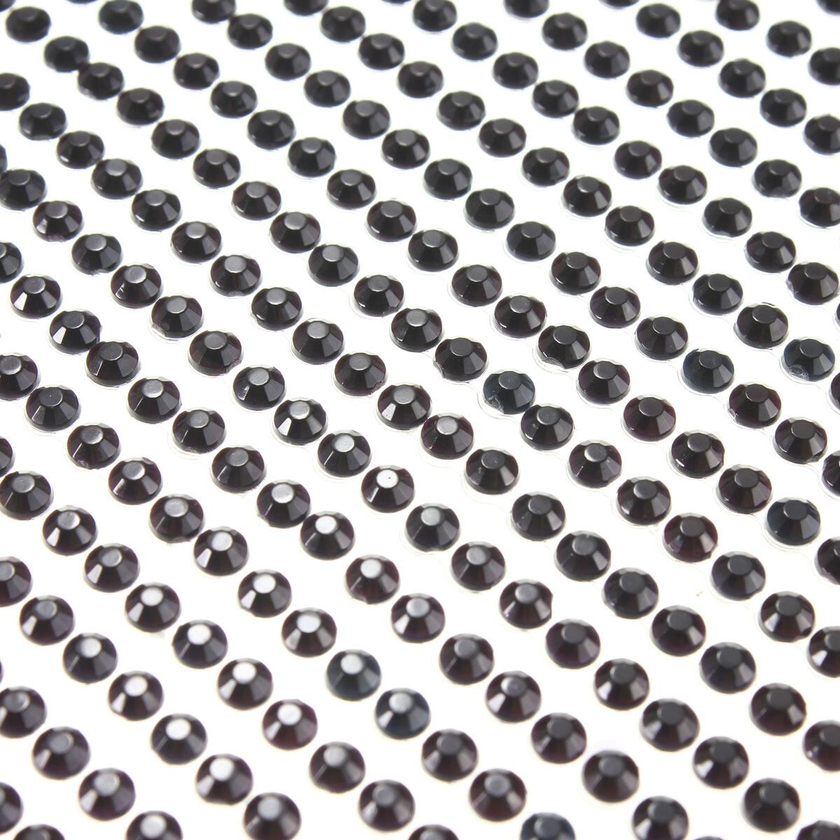 3-6mm Self Adhesive Stick On Rhinestones Sticker Crystals Diamante Gem Car Black