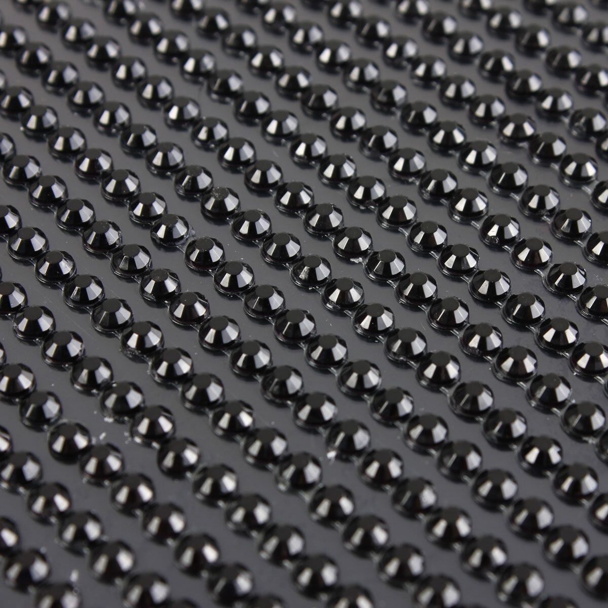 3-6mm Self Adhesive Stick On Rhinestones Sticker Crystals Diamante Gem Car Black