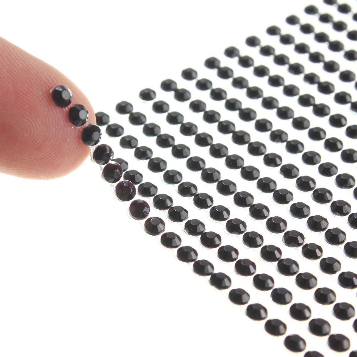 3-6mm Self Adhesive Stick On Rhinestones Sticker Crystals Diamante Gem Car Black