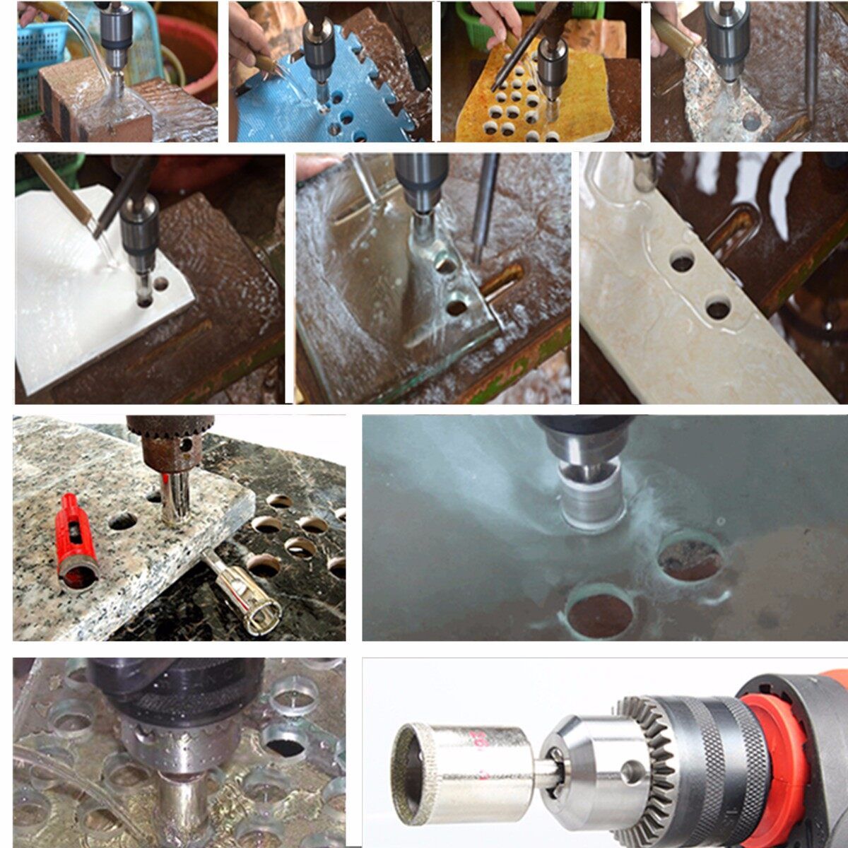 20PCS 4-40mm Diamond Hole Drill Core Bit F/ Marble Porcelain Glass Granite Tile Set For Glass Ceramic Marble