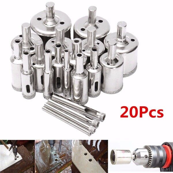 20PCS 4-40mm Diamond Hole Drill Core Bit F/ Marble Porcelain Glass Granite Tile Set For Glass Ceramic Marble