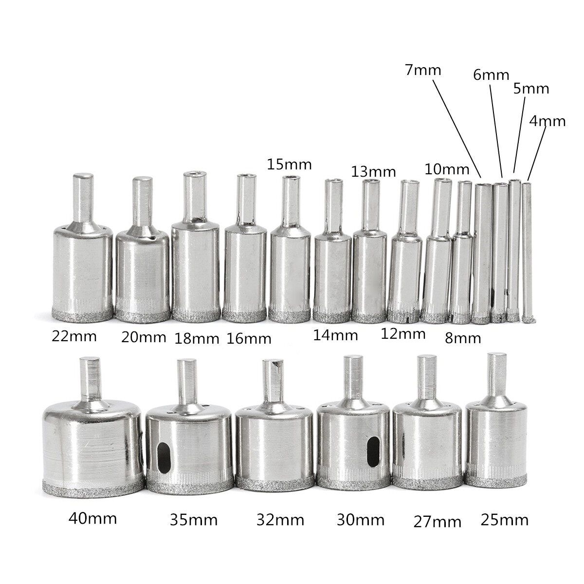 20PCS 4-40mm Diamond Hole Drill Core Bit F/ Marble Porcelain Glass Granite Tile Set For Glass Ceramic Marble