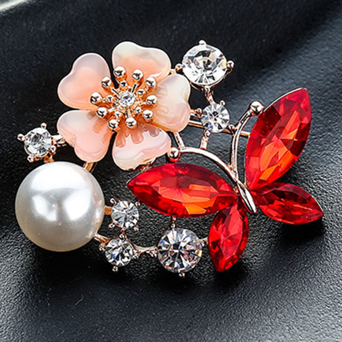 Brooch Pin Butterfly & Flower Decor Durable Elegant Style Lovely Brooch For Daily Life-Rose Gold - Blue