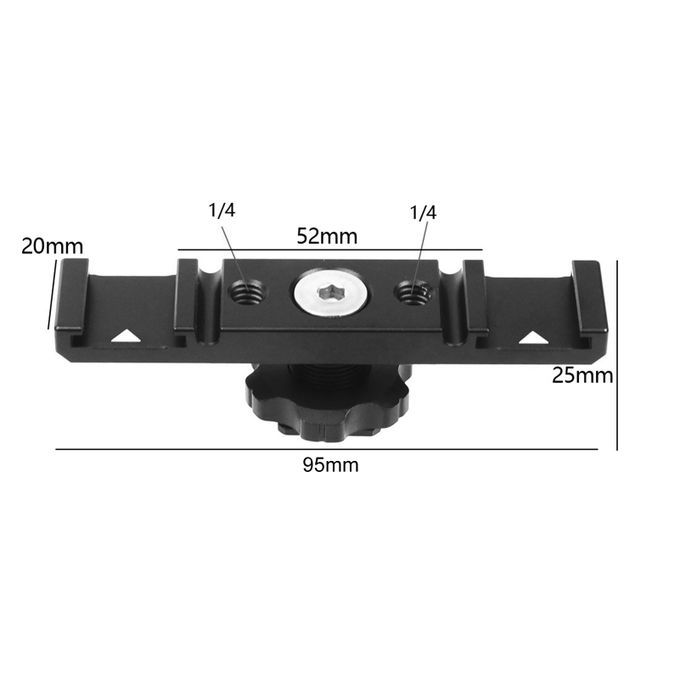 Hot Shoe Bracket Double Extension Bar Black Hot Shoe-Black