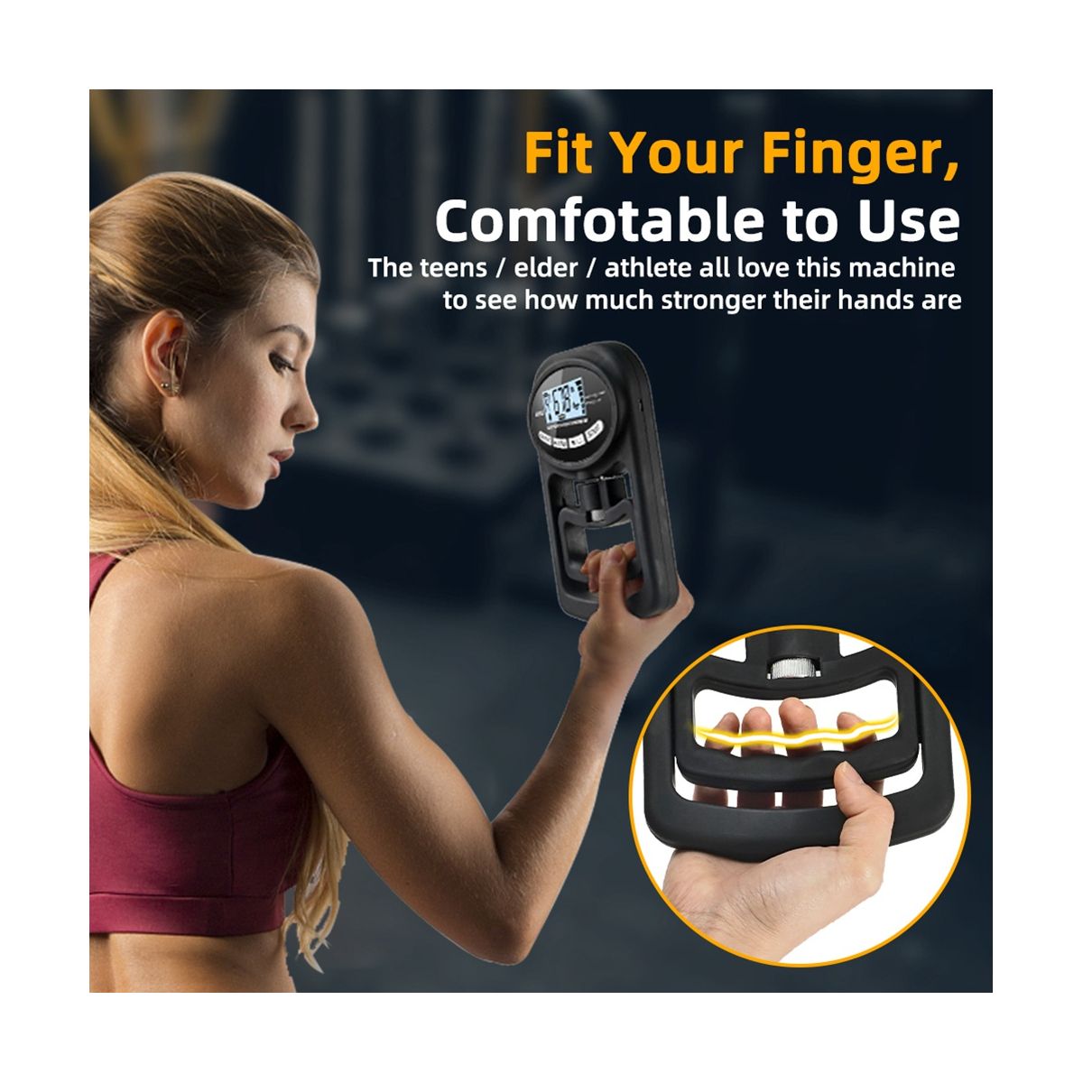 Grip Strength Tester 265Lbs120Kg Digital Hand Dynamometer Grip Strength Meter USB LCD Screen Blue