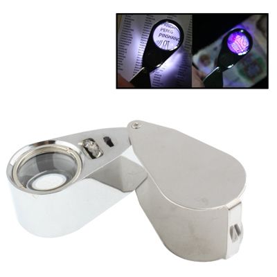 Full Metal Coating 10X Magnifying Glass Magnifier With 3 LED Lights For Currency Detecting & Jewelry Identifying(Silver)