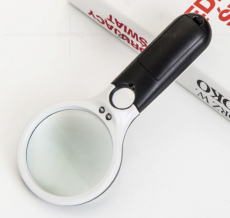3x 45x Dual Lenses Three LED Lights Handheld Lighted Reading Appraisal Jewelry Magnifying Glass