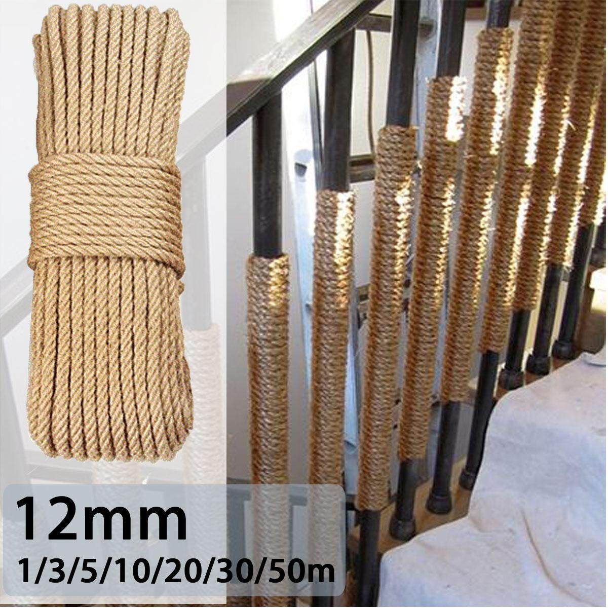 12mm 1-50m Jute Ropes Twine Rope Natural Hemp Cord Home Decor Cat Pet Scratching 3M 5m
