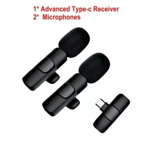 Wireless Lavalier Dual Microphone Audio Video Recording For Type C Phone Live Game Mobile Phone Camera