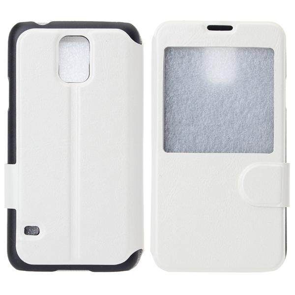 Flip-Open PU Leather Case With View Window For Samsung Galaxy S5 White
