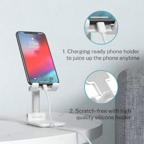 Foldable Desktop Mobile Phone Holder Stand-white