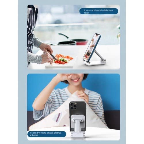 Foldable Desktop Mobile Phone Holder Stand-white