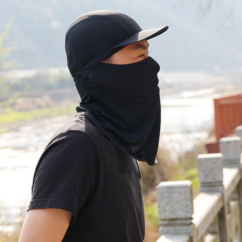 Outdoor Cycling Fishing Sun Protection Hood Face-Linen Grey