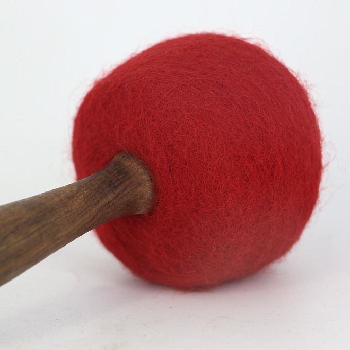 Durable Handmade Wool Felt Hammer Stick Red For Tibetan Singing Red