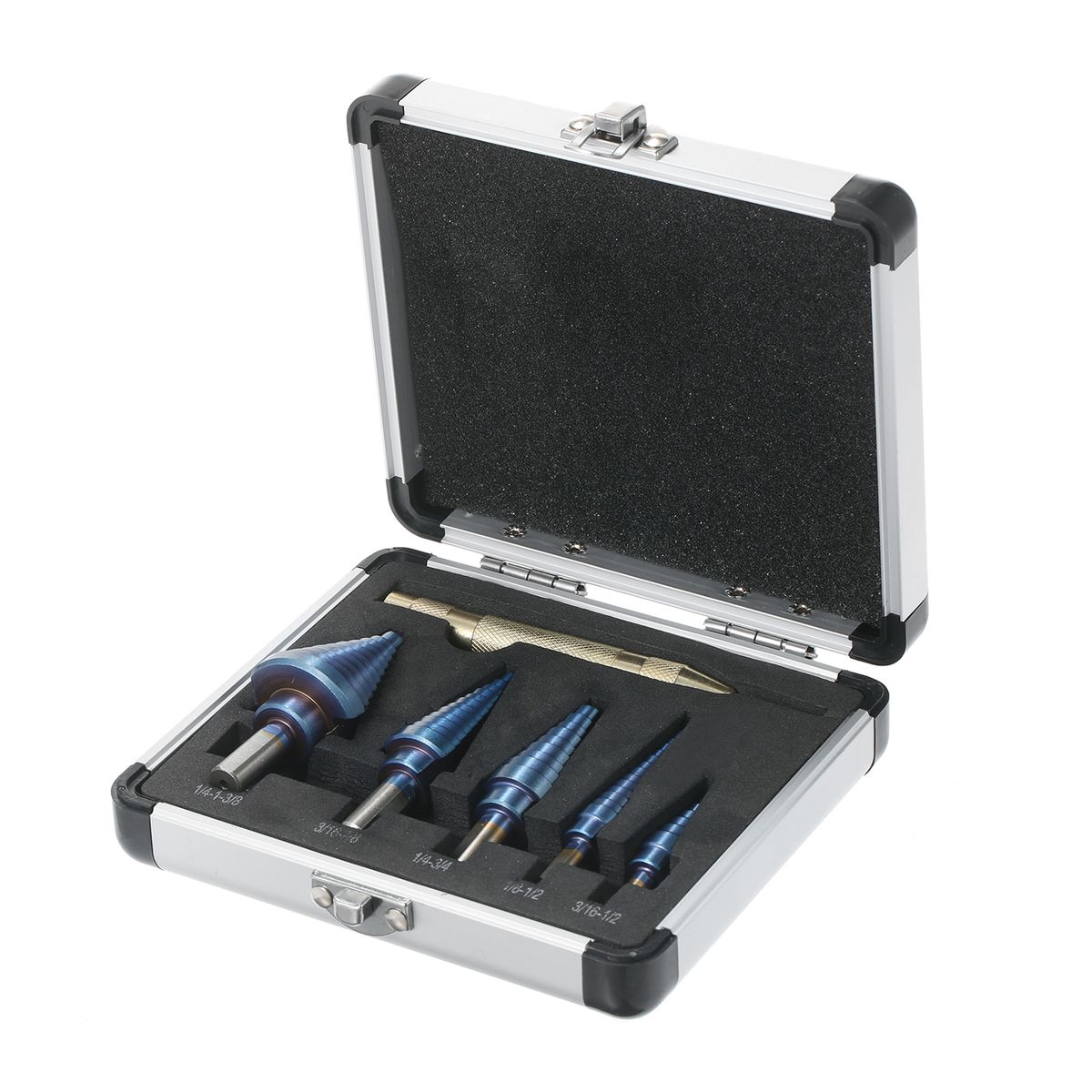 50 Sizes HSS Step Drill Bit Set With Automatic Center Punch
