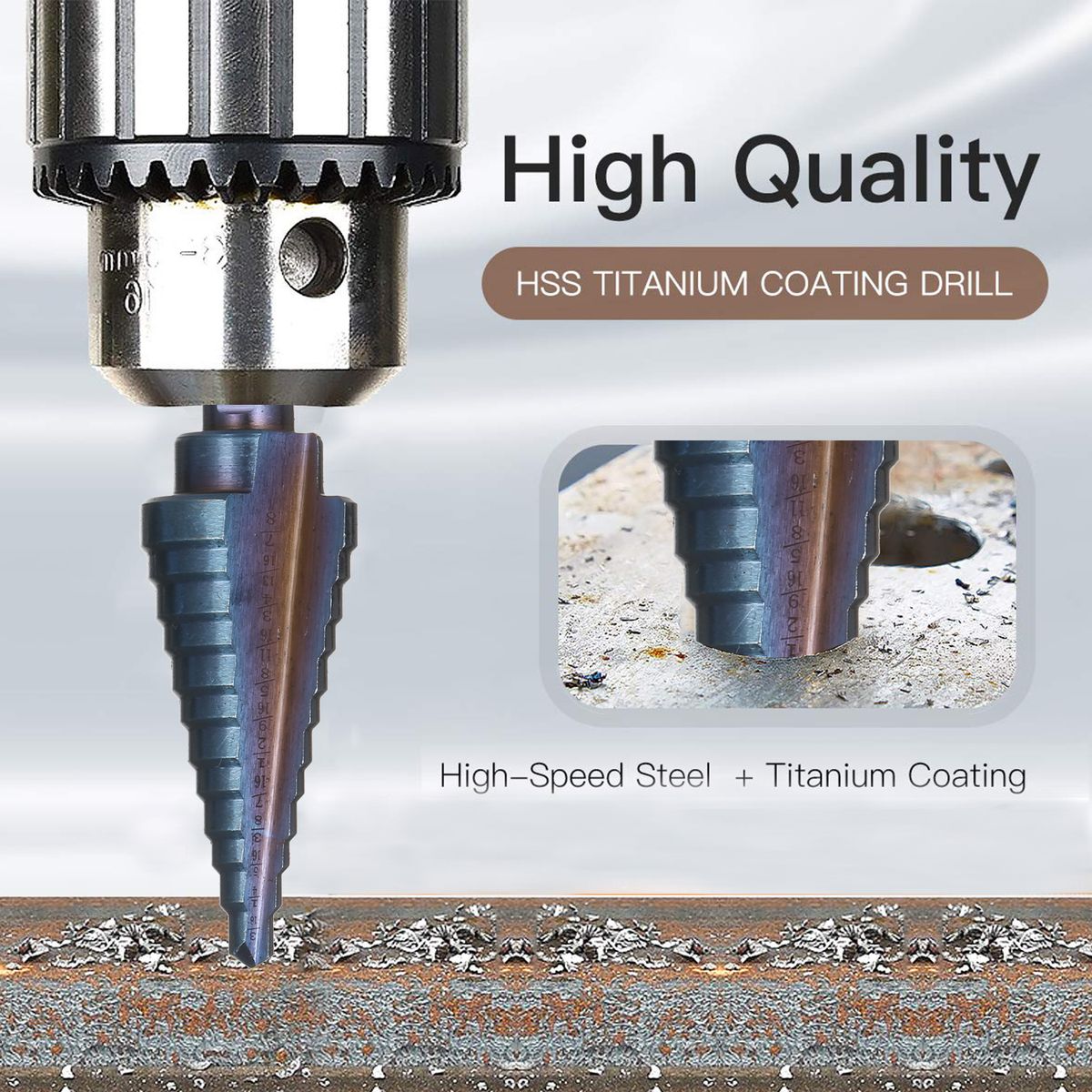 50 Sizes HSS Step Drill Bit Set With Automatic Center Punch