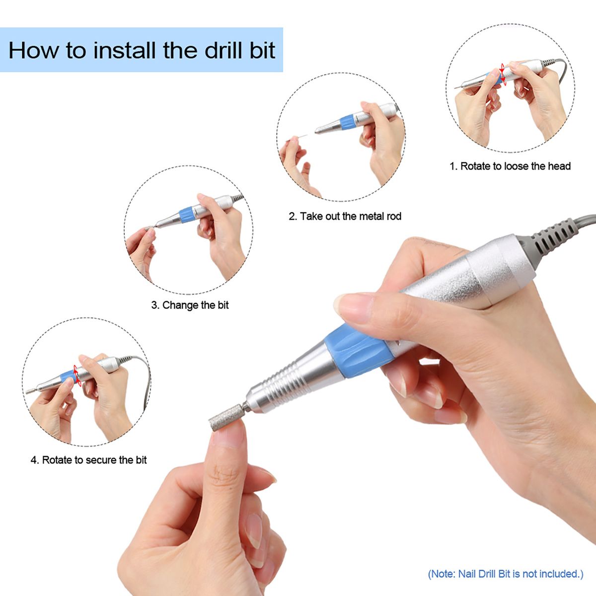 Electric Nail Drill Pen 30000RPM For Manicure Pedicure