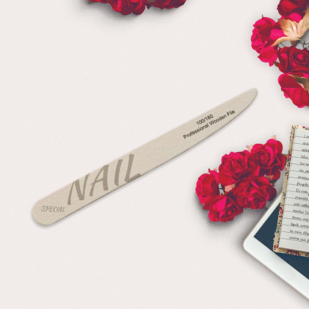 Wood Nail File Wooden Double-sided Nail File Effortless for Natural Brown