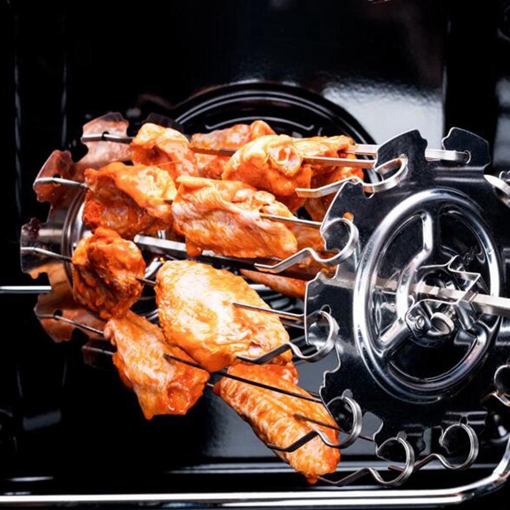 BBQ Steel Metal Roaster Rotisserie Skewers Needle Cage Oven