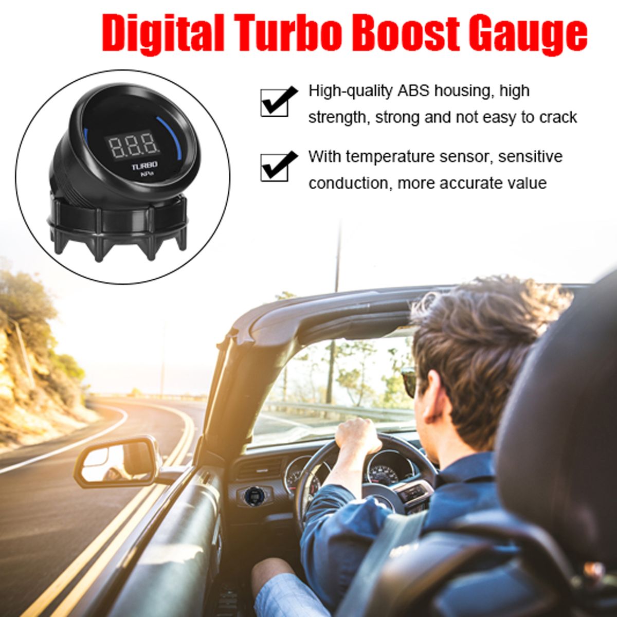 52mm Turbo Boost Gauge Car Digital Meter LED Display