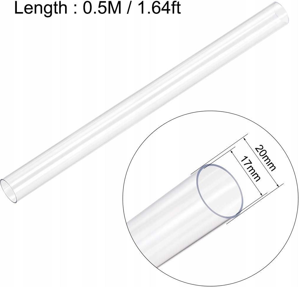 PVC rigid round pipes clear 17mm ID x 20mm outer diameter 0.5M/1.64ft length 2pcs