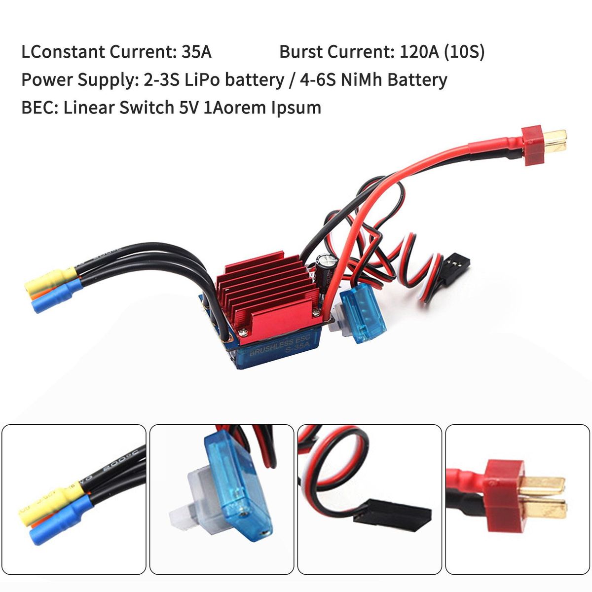 S2838 4500KV Brushless Motor with 35A Brushless ESC 2.2KG Servo Replacement for 1/14 1/16 HSP Traxxas WLtoys RC Car Truck