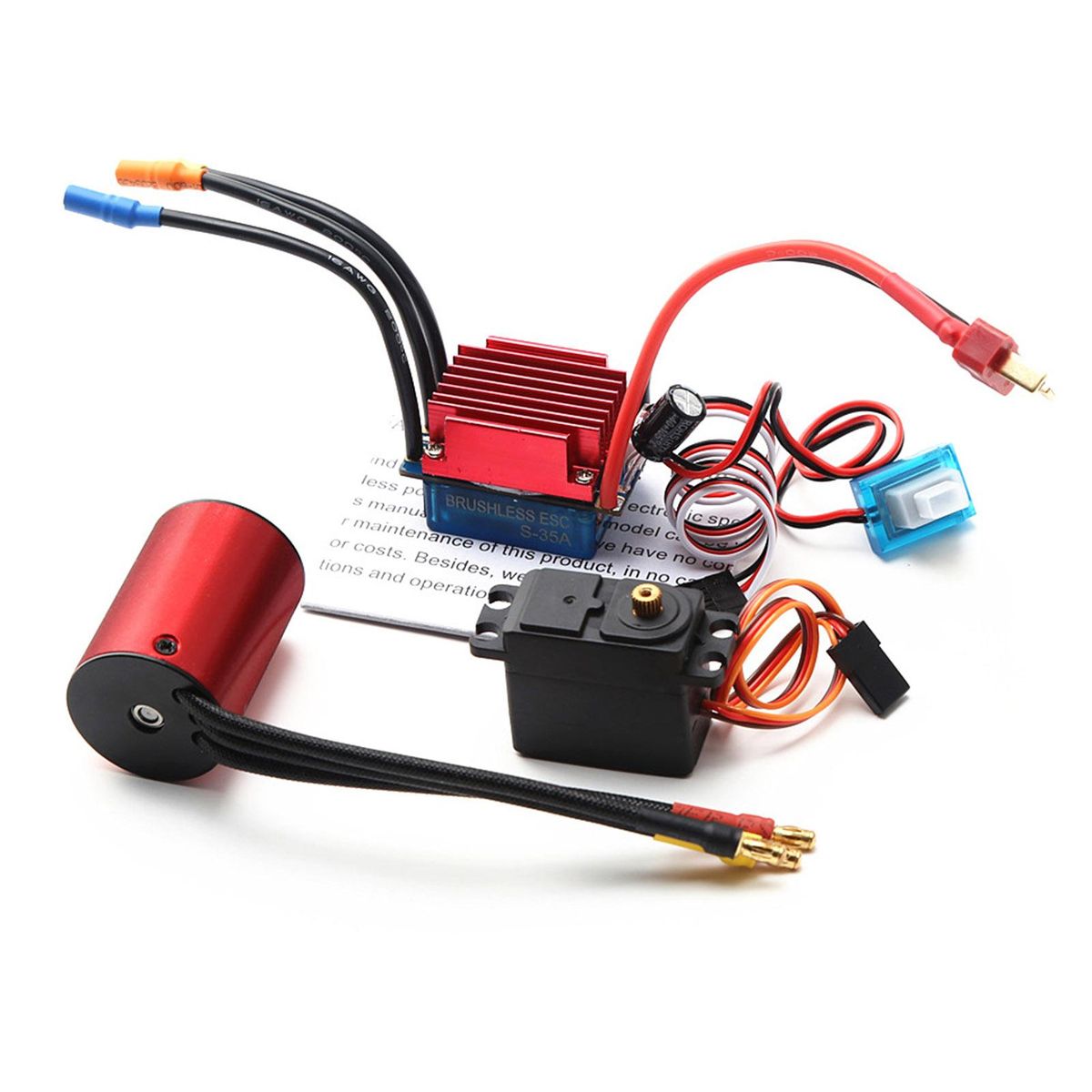 S2838 4500KV Brushless Motor with 35A Brushless ESC 2.2KG Servo Replacement for 1/14 1/16 HSP Traxxas WLtoys RC Car Truck