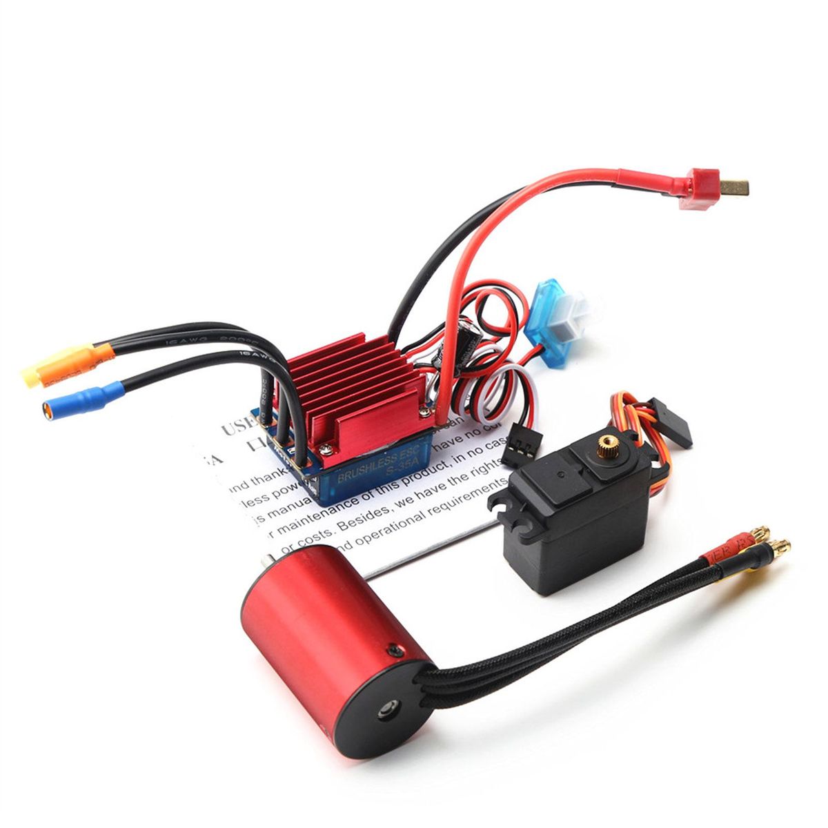 S2838 4500KV Brushless Motor with 35A Brushless ESC 2.2KG Servo Replacement for 1/14 1/16 HSP Traxxas WLtoys RC Car Truck