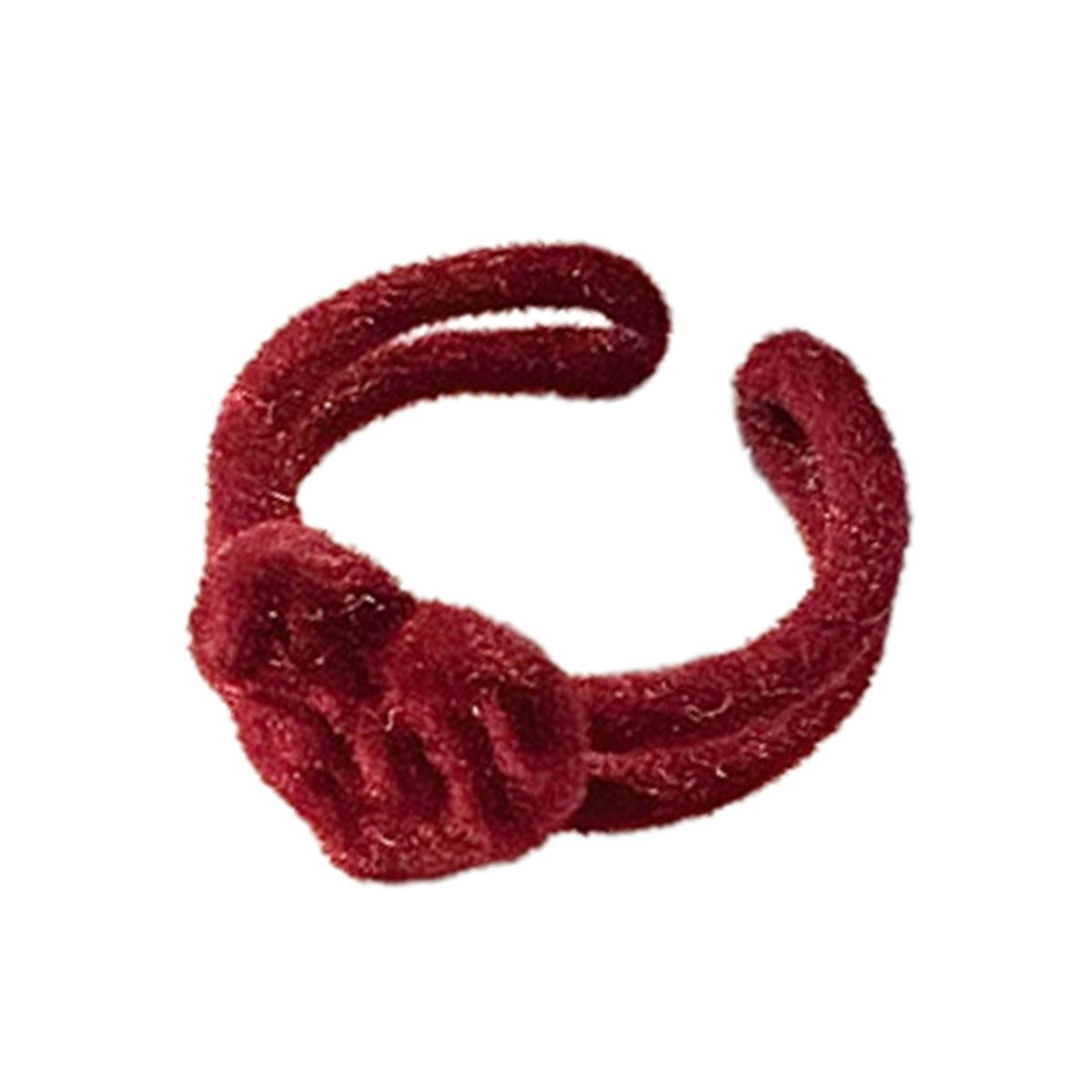 Ladies Ring Velvet Bow Heart Ring Wine Red
