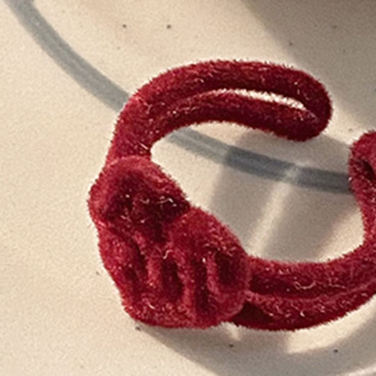 Ladies Ring Velvet Bow Heart Ring Wine Red