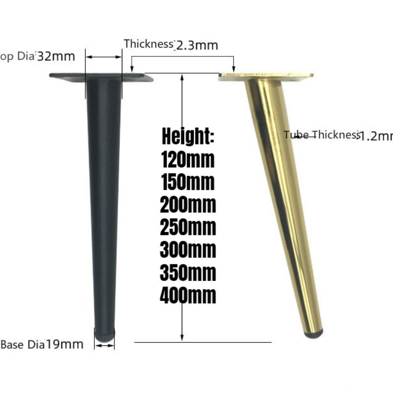 4/1PCS Metal Furniture Legs Black/Gold Oblique Straight For TV Cabinet Counter Foot Chair Sofa Tea Coffee Table Foot With Screws-120mm Oblique
